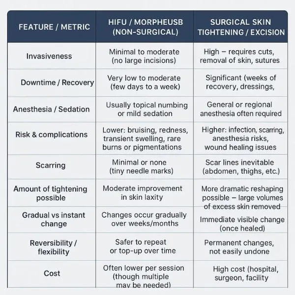 Lost the Weight but Not the Loose Skin? 3 A table showing the benefits of Lipo Sculpt Groby treatments to combat loose skin.